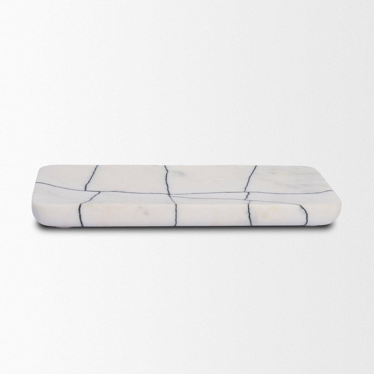 Mercana Tratto Rectangular White Marble Decorative Tray