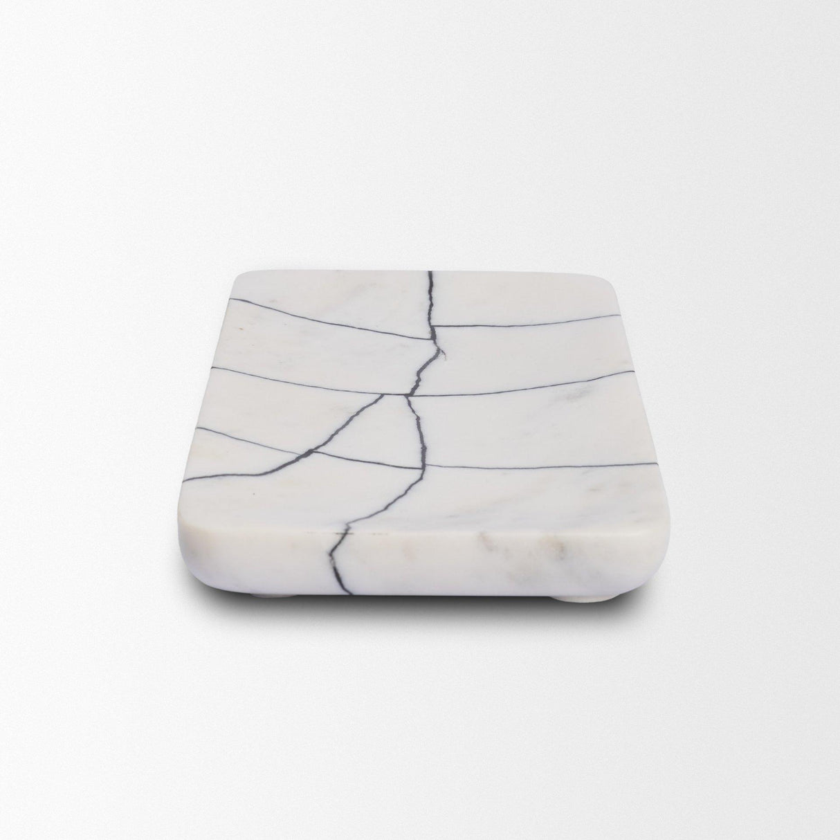 Mercana Tratto Rectangular White Marble Decorative Tray