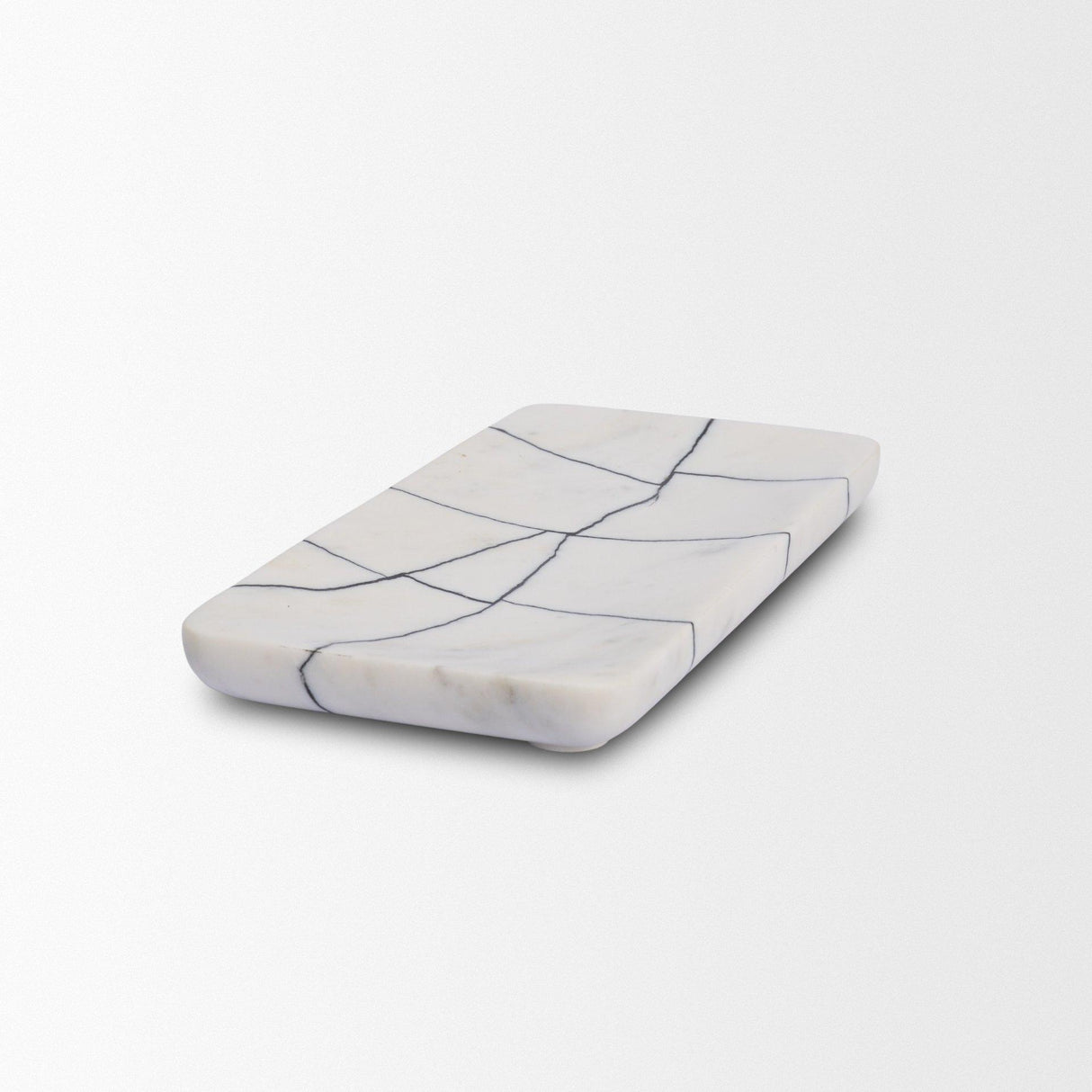Mercana Tratto Rectangular White Marble Decorative Tray