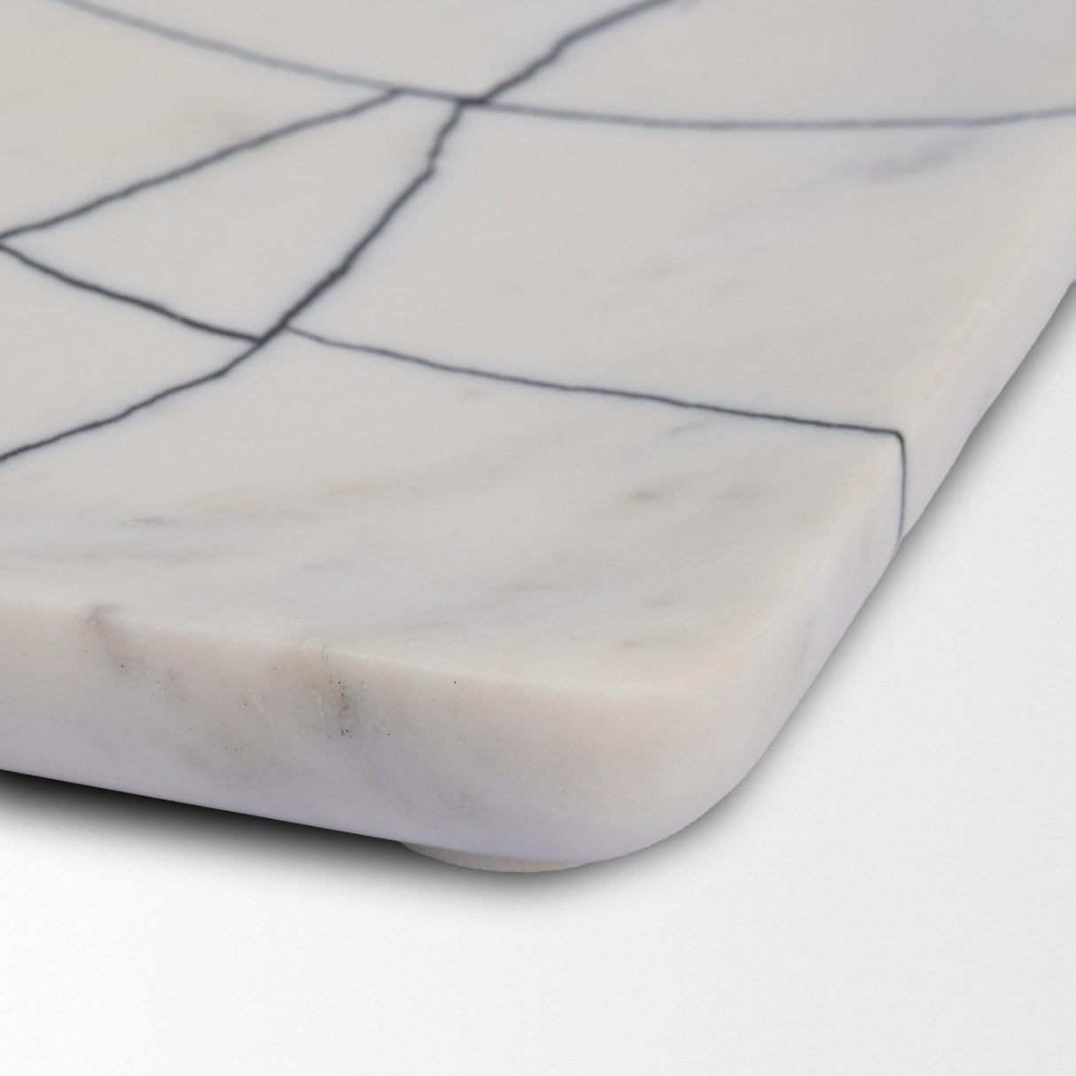 Mercana Tratto Rectangular White Marble Decorative Tray