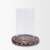 Mercana Bordo Red Marble w/ Glass Hurricane Candle Holder