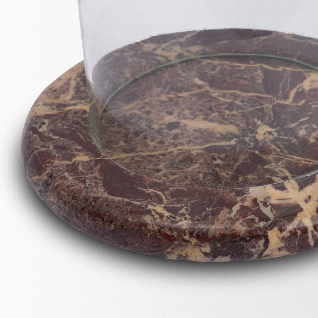 Mercana Bordo Red Marble w/ Glass Hurricane Candle Holder