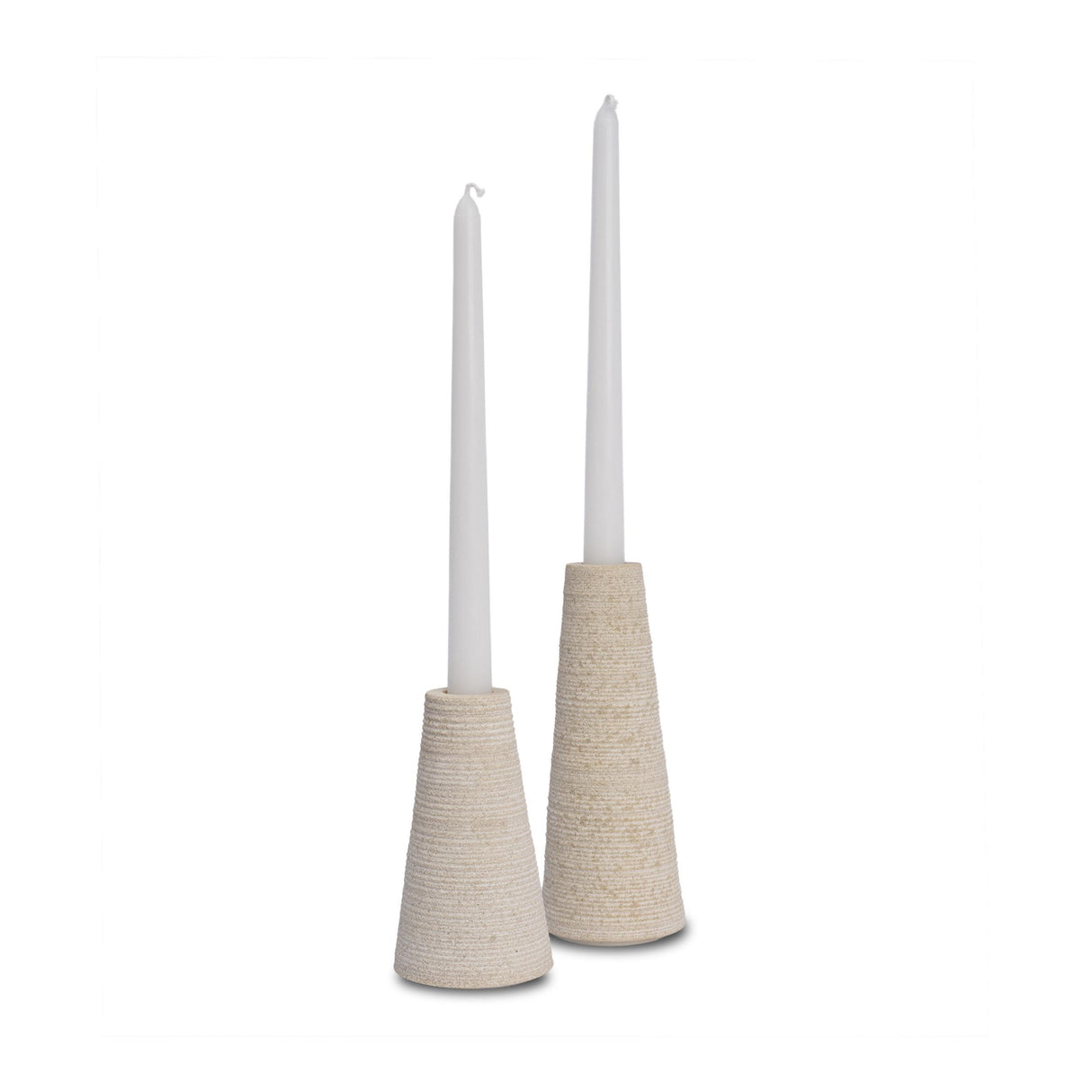 Mercana Cono Off-White Marble Cone Shaped Candle Holders (Set of 2)