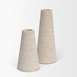 Mercana Cono Off-White Marble Cone Shaped Candle Holders (Set of 2)