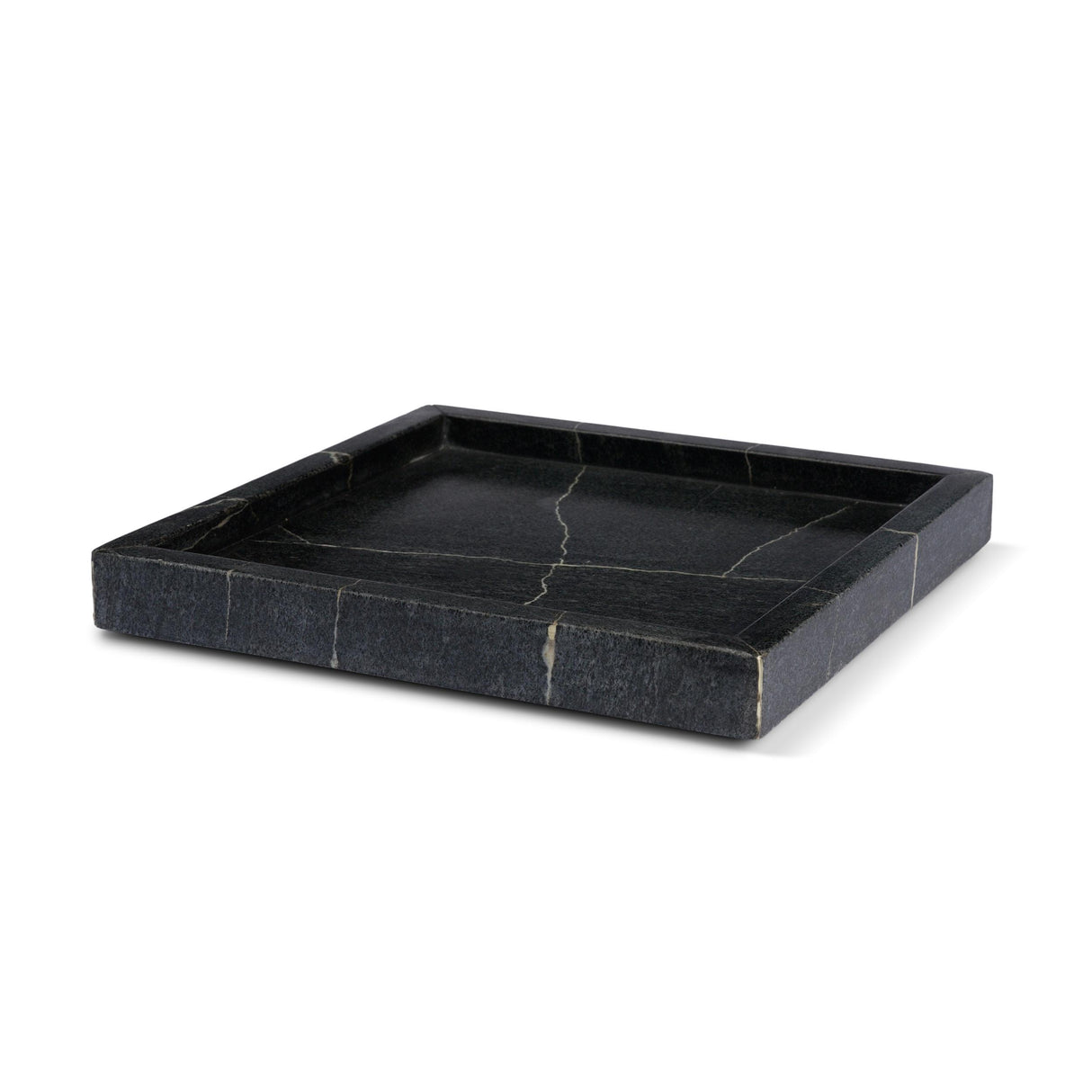 Mercana Stratus Black Marble Square Decorative Tray
