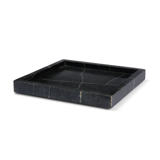 Mercana Stratus Black Marble Square Decorative Tray