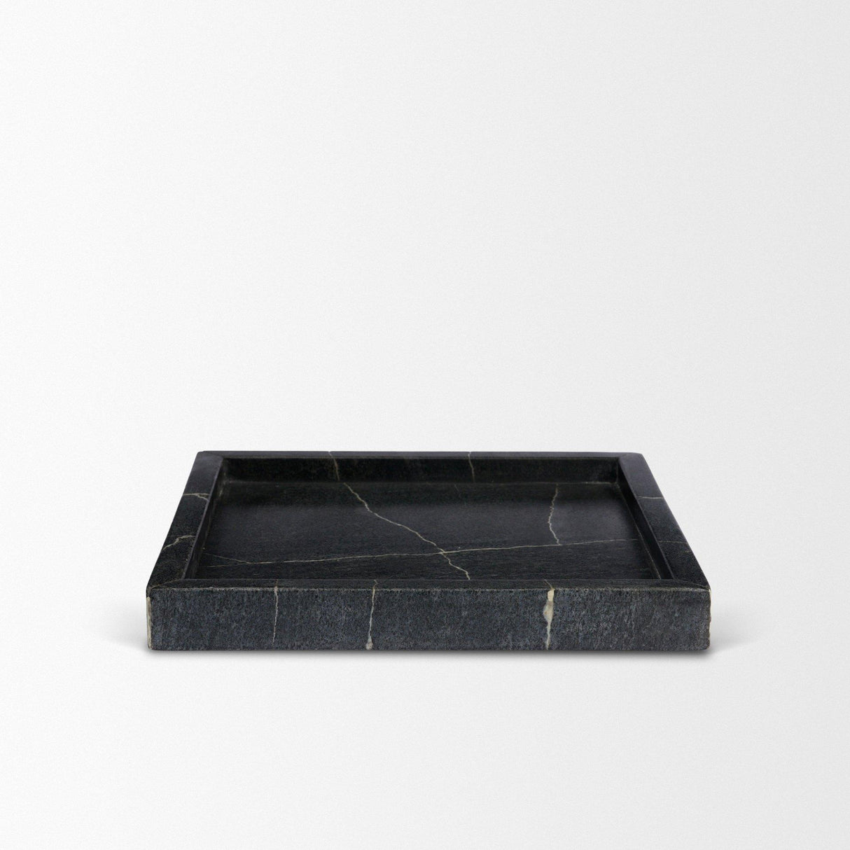 Mercana Stratus Black Marble Square Decorative Tray