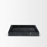 Mercana Stratus Black Marble Square Decorative Tray