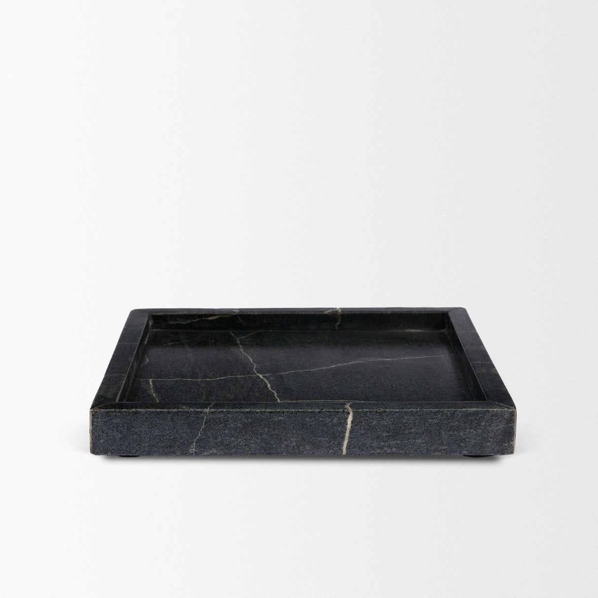 Mercana Stratus Black Marble Square Decorative Tray
