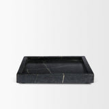 Mercana Stratus Black Marble Square Decorative Tray