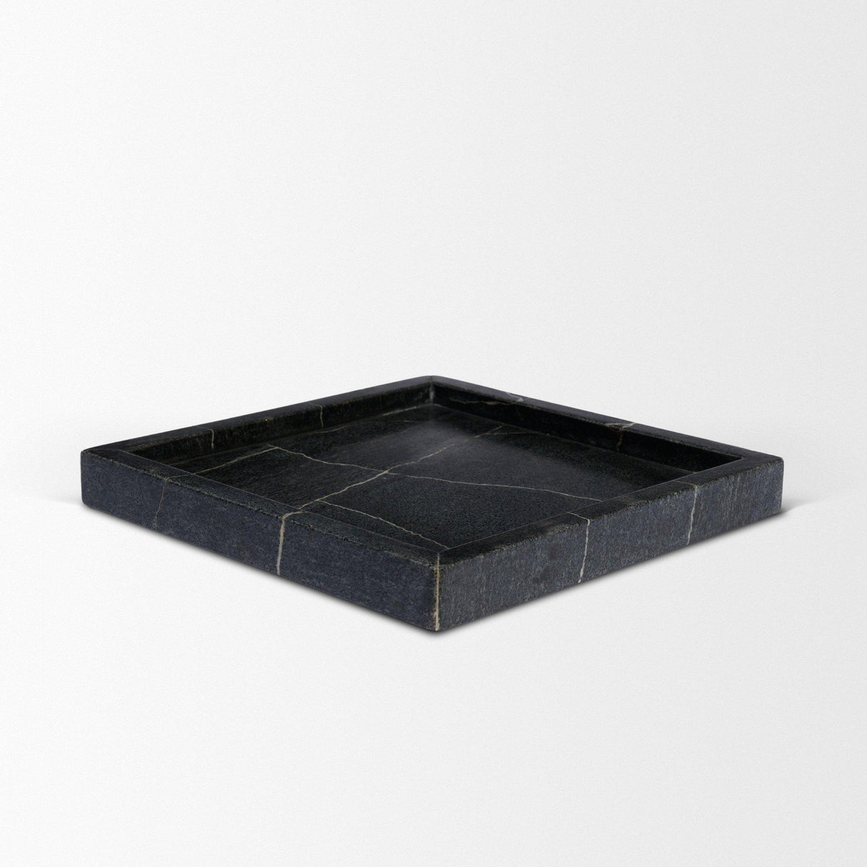 Mercana Stratus Black Marble Square Decorative Tray