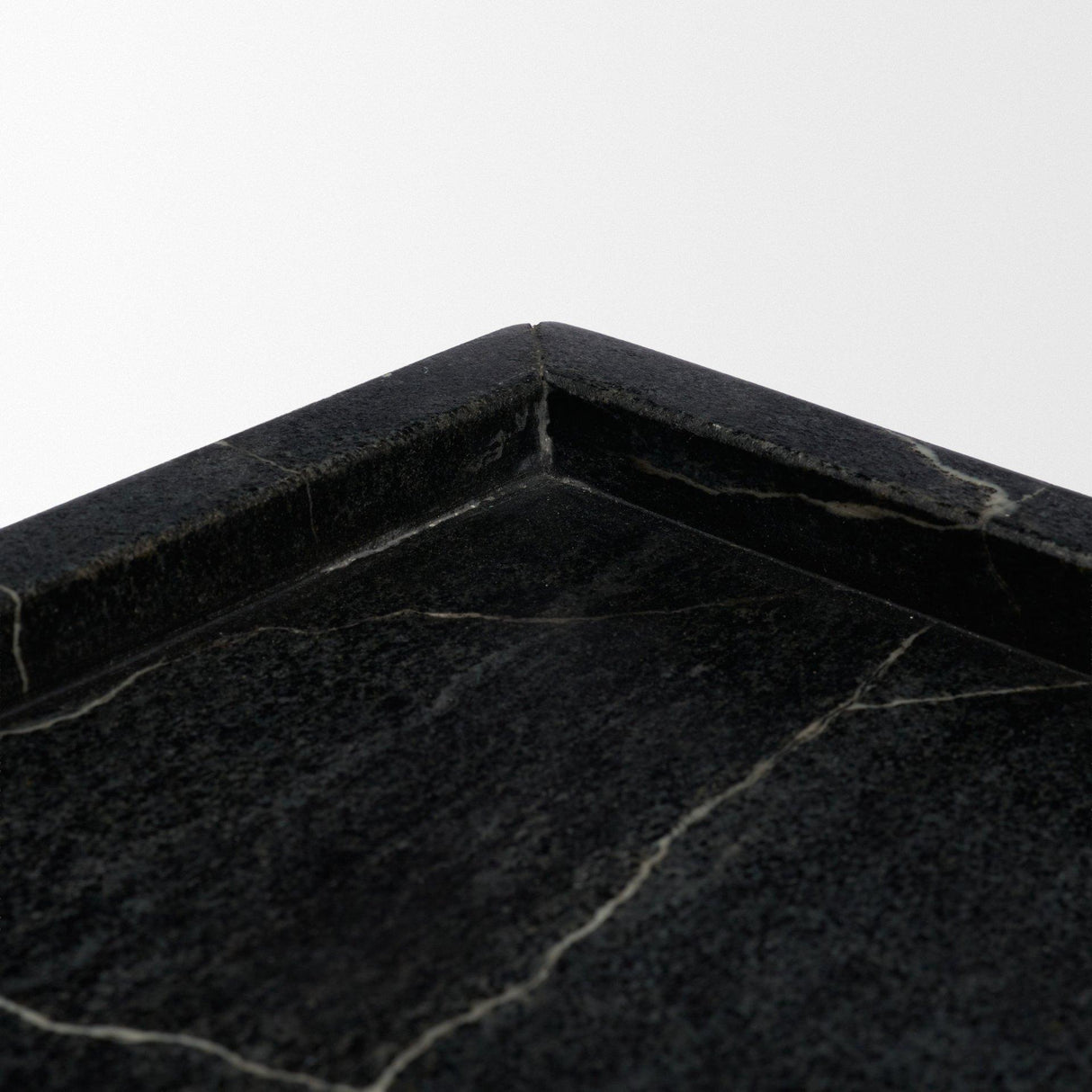 Mercana Stratus Black Marble Square Decorative Tray