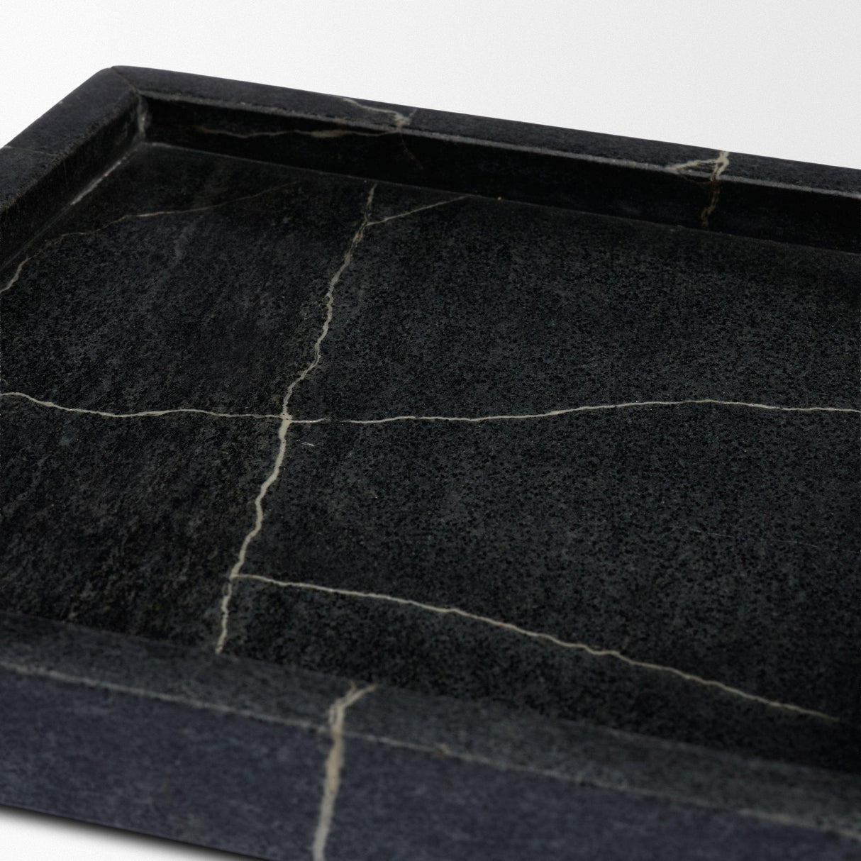 Mercana Stratus Black Marble Square Decorative Tray