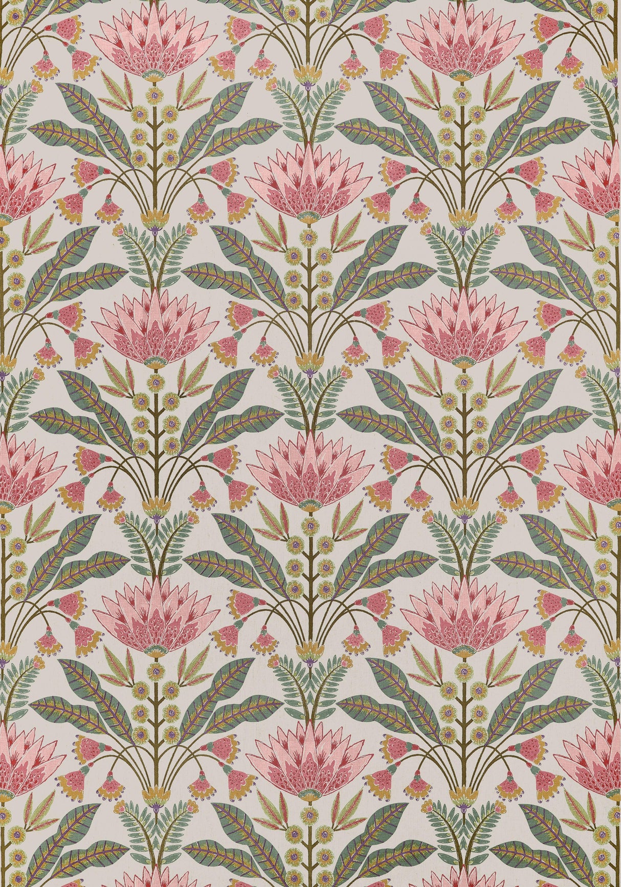 Thibaut Lotus Cranberry Fabric