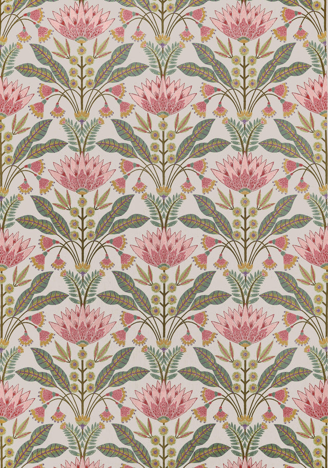 Thibaut Lotus Cranberry Fabric