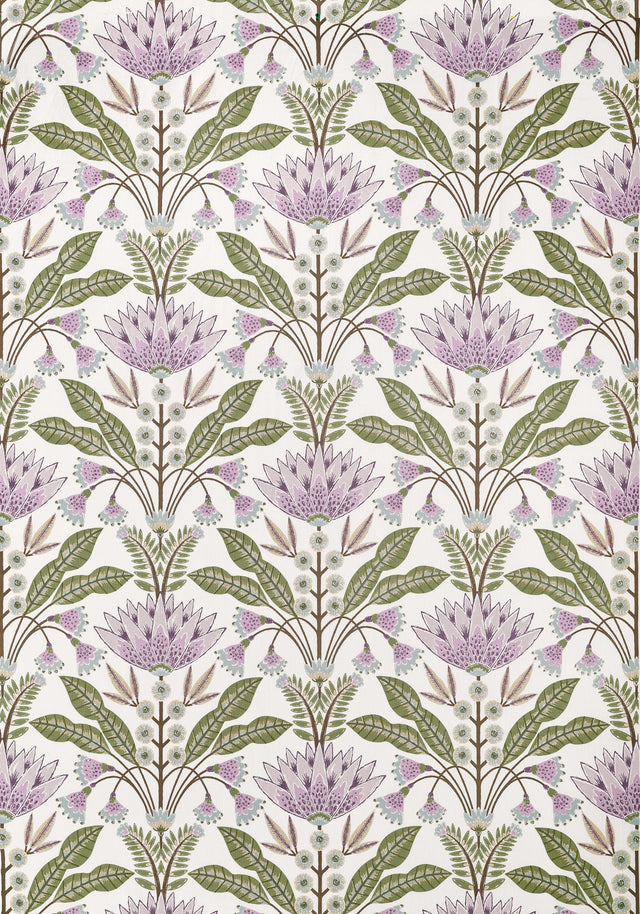 Thibaut Lotus Lilac And Green Fabric
