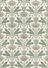 Thibaut Lotus Green And Beige Fabric