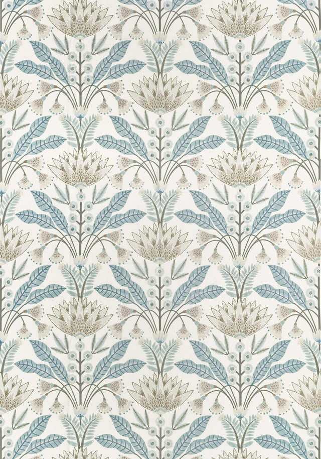 Thibaut Lotus Spa Blue Fabric