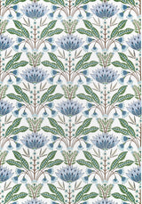 Thibaut Lotus Blue And Green Fabric