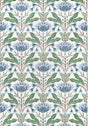 Thibaut Lotus Blue And Green Fabric