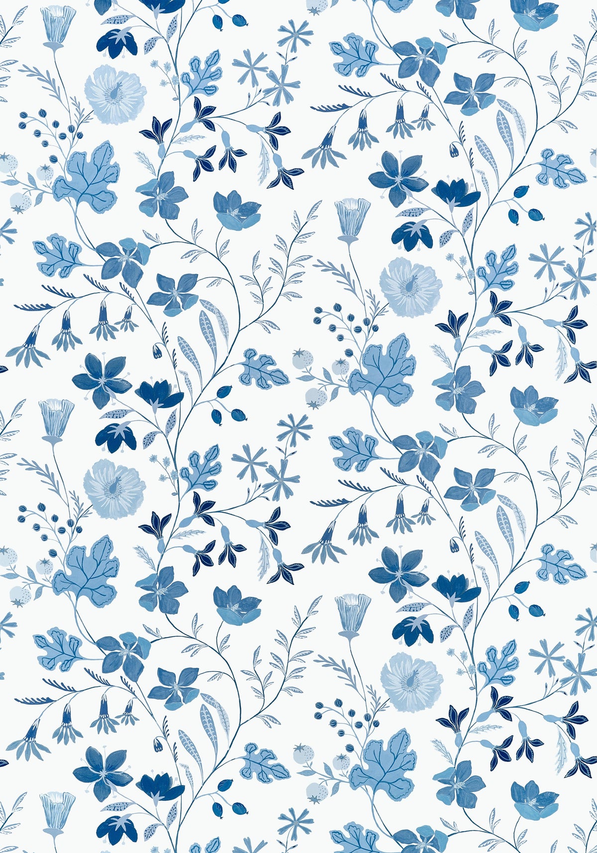 Thibaut Bloom Blue And White Fabric