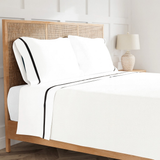 Ann Gish White/Black Twin Ready-to-Bed 2.0 Cotton & Trim Sheet Set