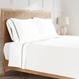 Ann Gish White/Sage Twin Ready-to-Bed 2.0 Cotton & Trim Sheet Set