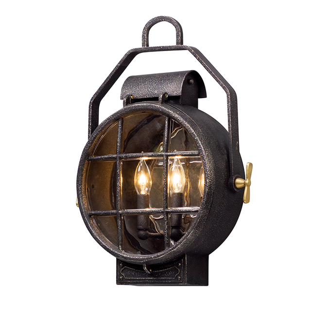 Troy Lighting Point Lookout AGED SILVER W POL BRASS ACCENT 15W x 19.25H Wall Sconce