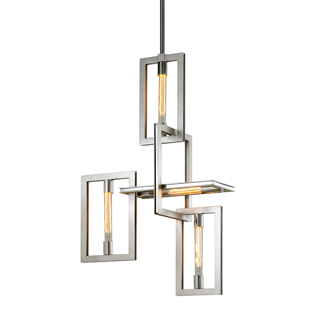 Troy Lighting Enigma SILVER LEAF W STAINLESS ACC 7W x 23.75L x 38H Chandelier