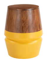 ZUO Tornos Side Table Walnut & Yellow
