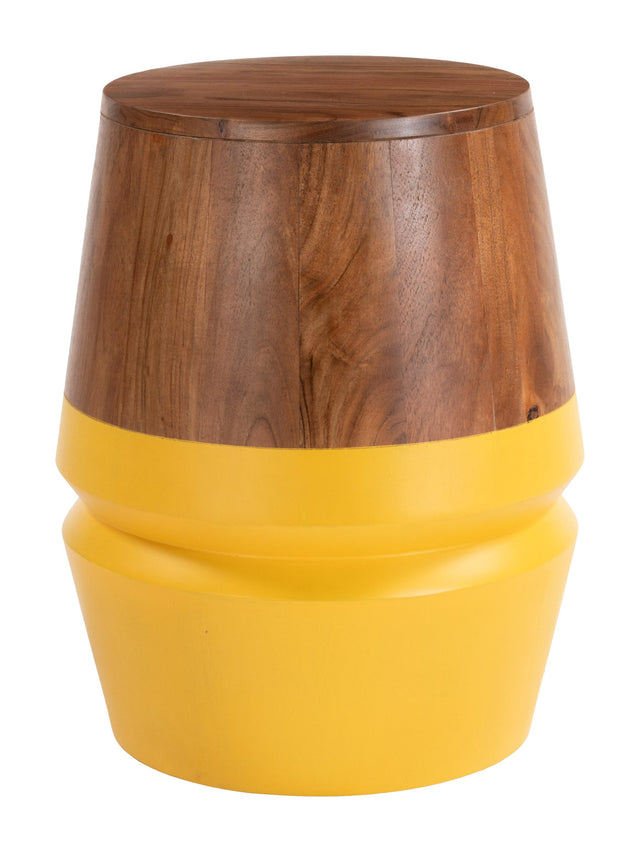 ZUO Tornos Side Table Walnut & Yellow