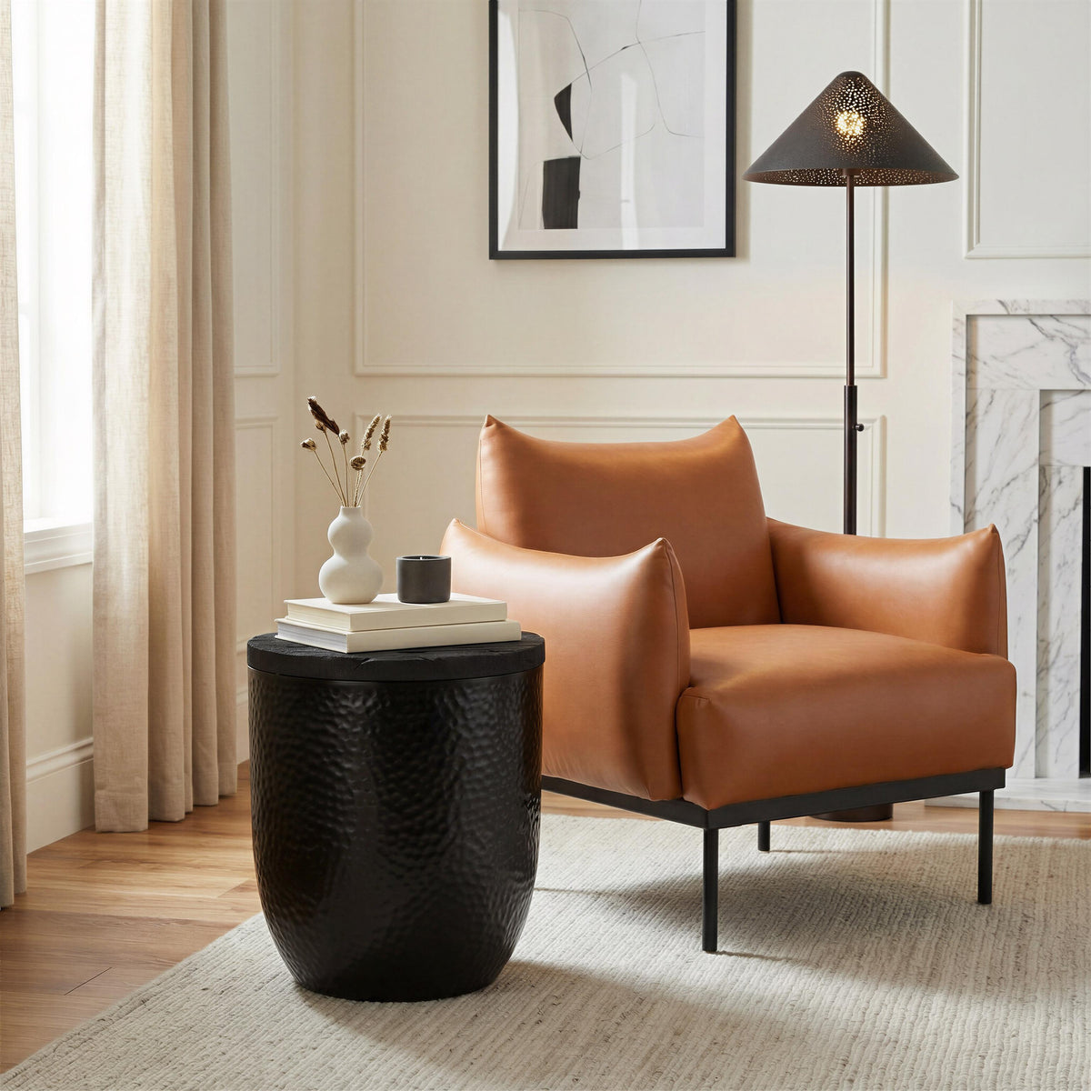 ZUO Duskan Storage Side Table Black