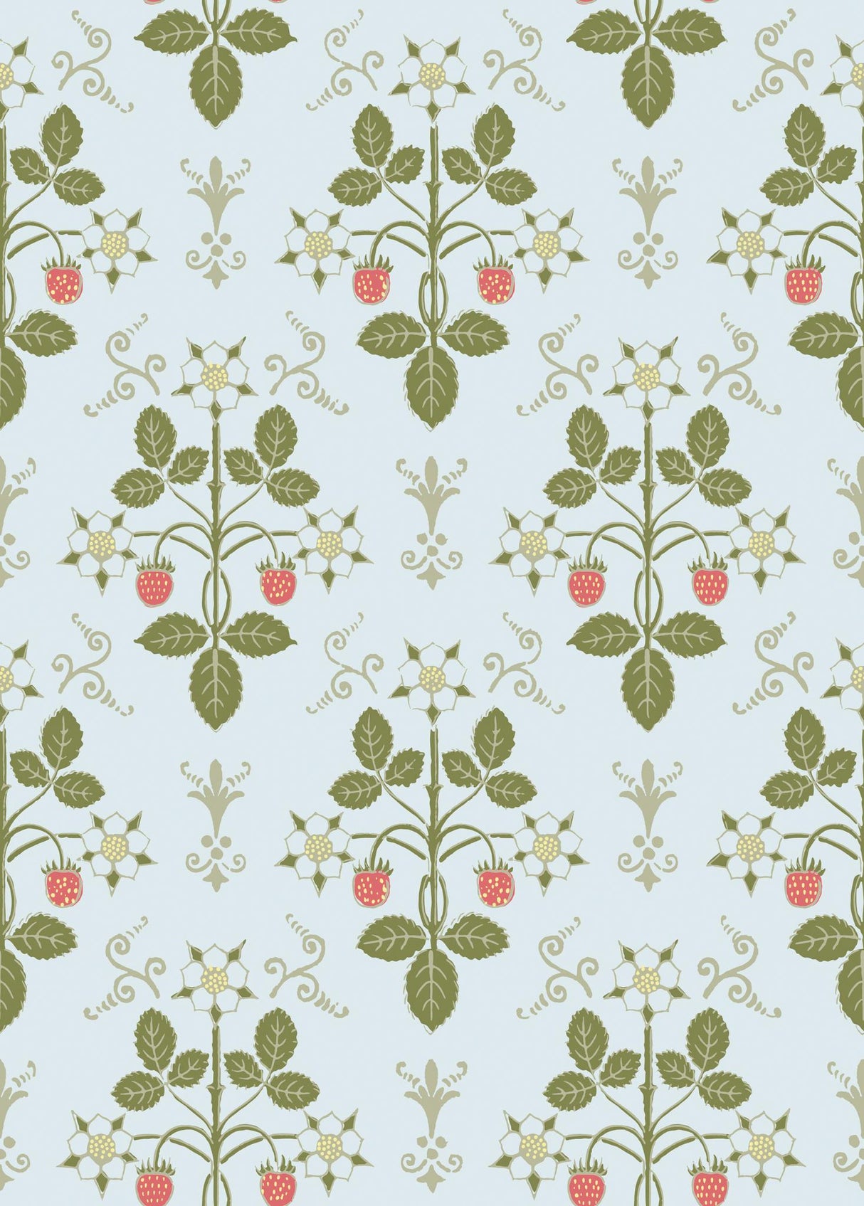 Cole & Son STRAWBERRY OLIVE/BLUE Wallpaper
