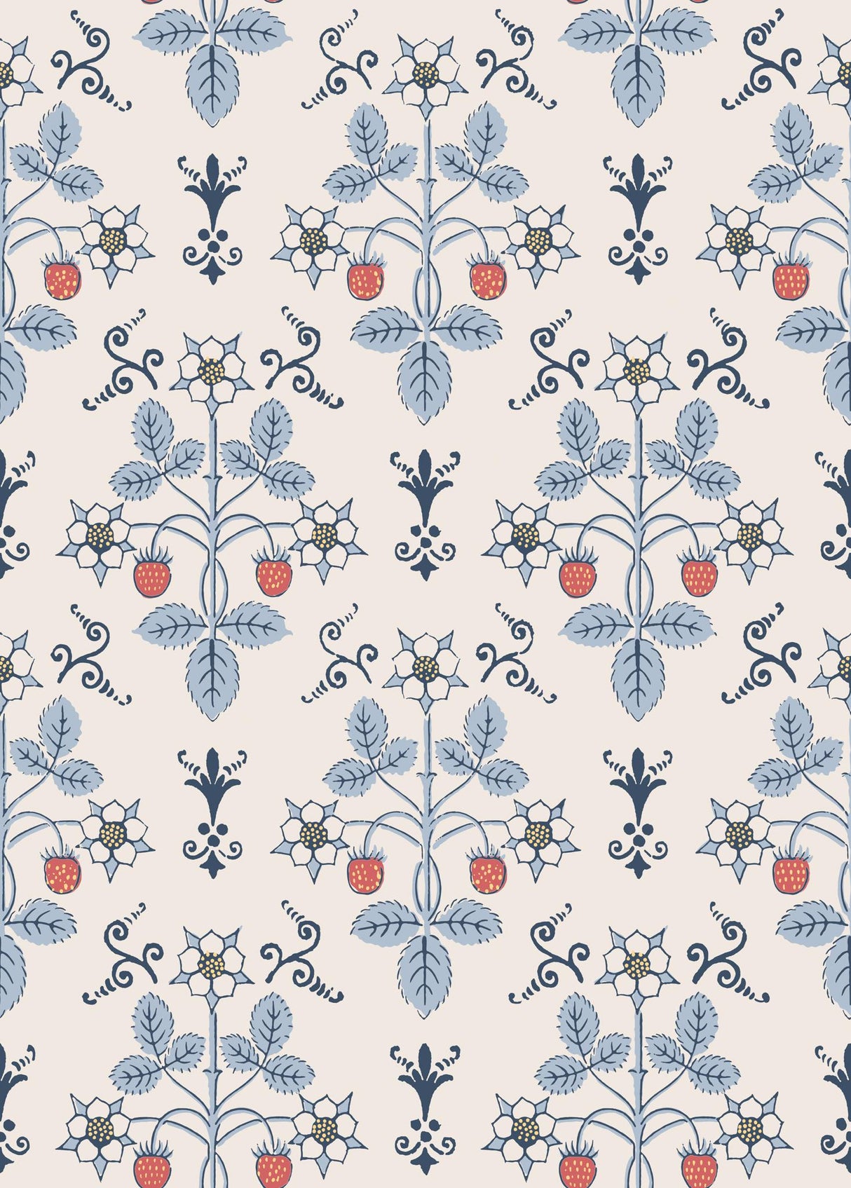 Cole & Son STRAWBERRY BLUE/CREAM Wallpaper