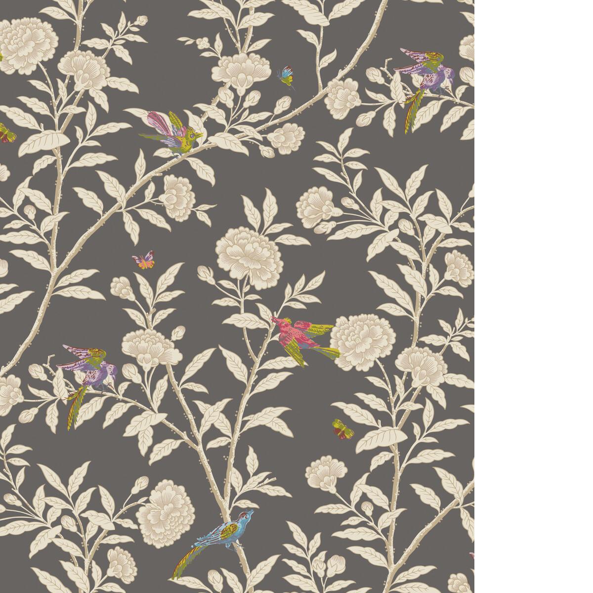 Cole & Son ROSEBERRY WITH BIRDS CHARCOAL Wallpaper