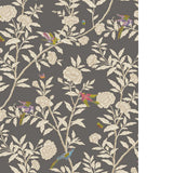 Cole & Son ROSEBERRY WITH BIRDS CHARCOAL Wallpaper