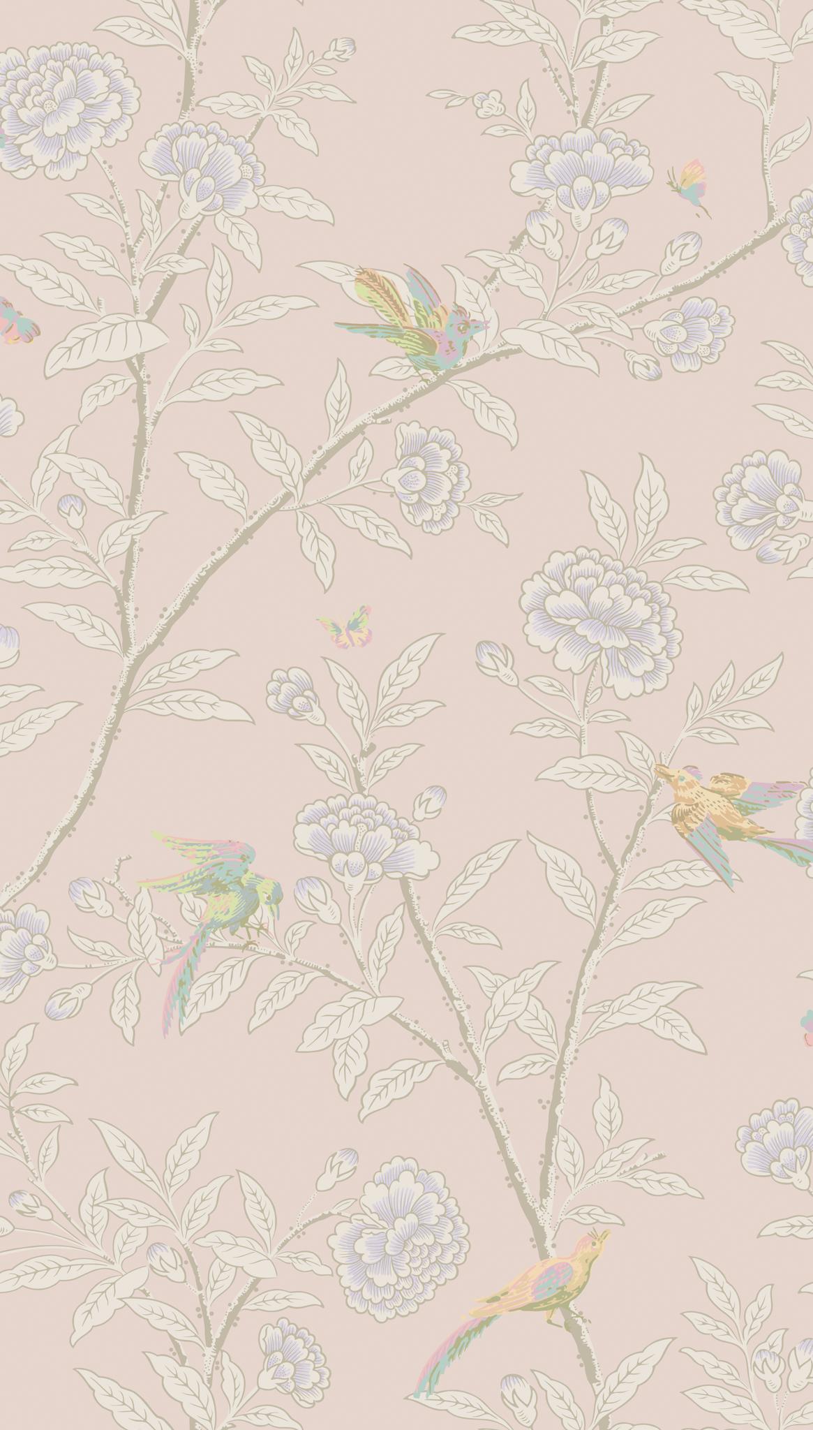 Cole & Son ROSEBERRY WITH BIRDS PINK Wallpaper
