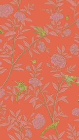 Cole & Son ROSEBERRY WITH BIRDS VERMILLION Wallpaper