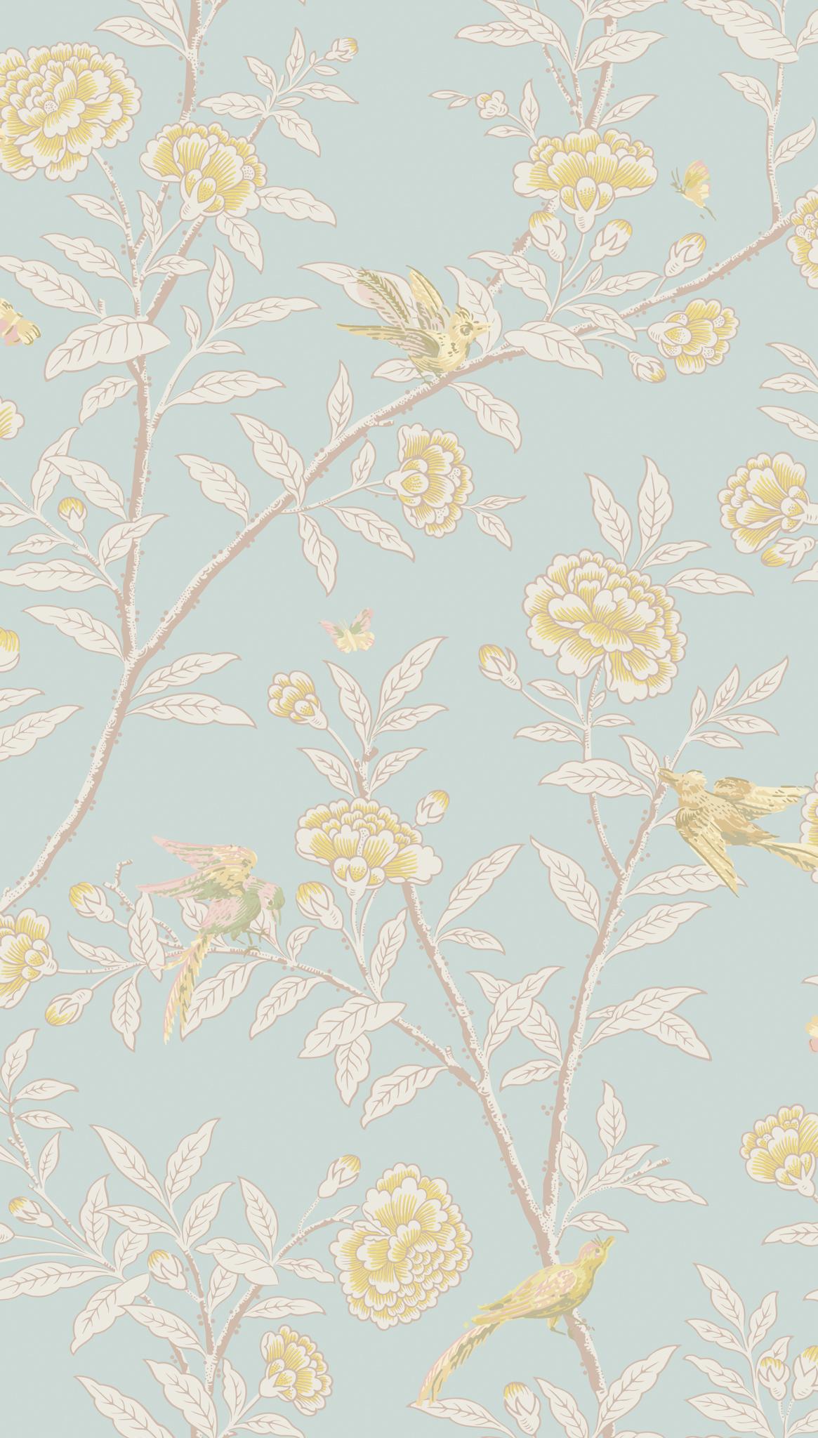 Cole & Son ROSEBERRY WITH BIRDS P BLUE Wallpaper
