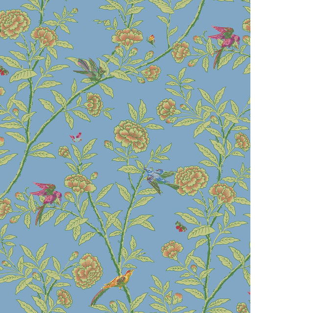 Cole & Son ROSEBERRY WITH BIRDS BLUE Wallpaper