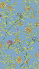 Cole & Son ROSEBERRY WITH BIRDS BLUE Wallpaper