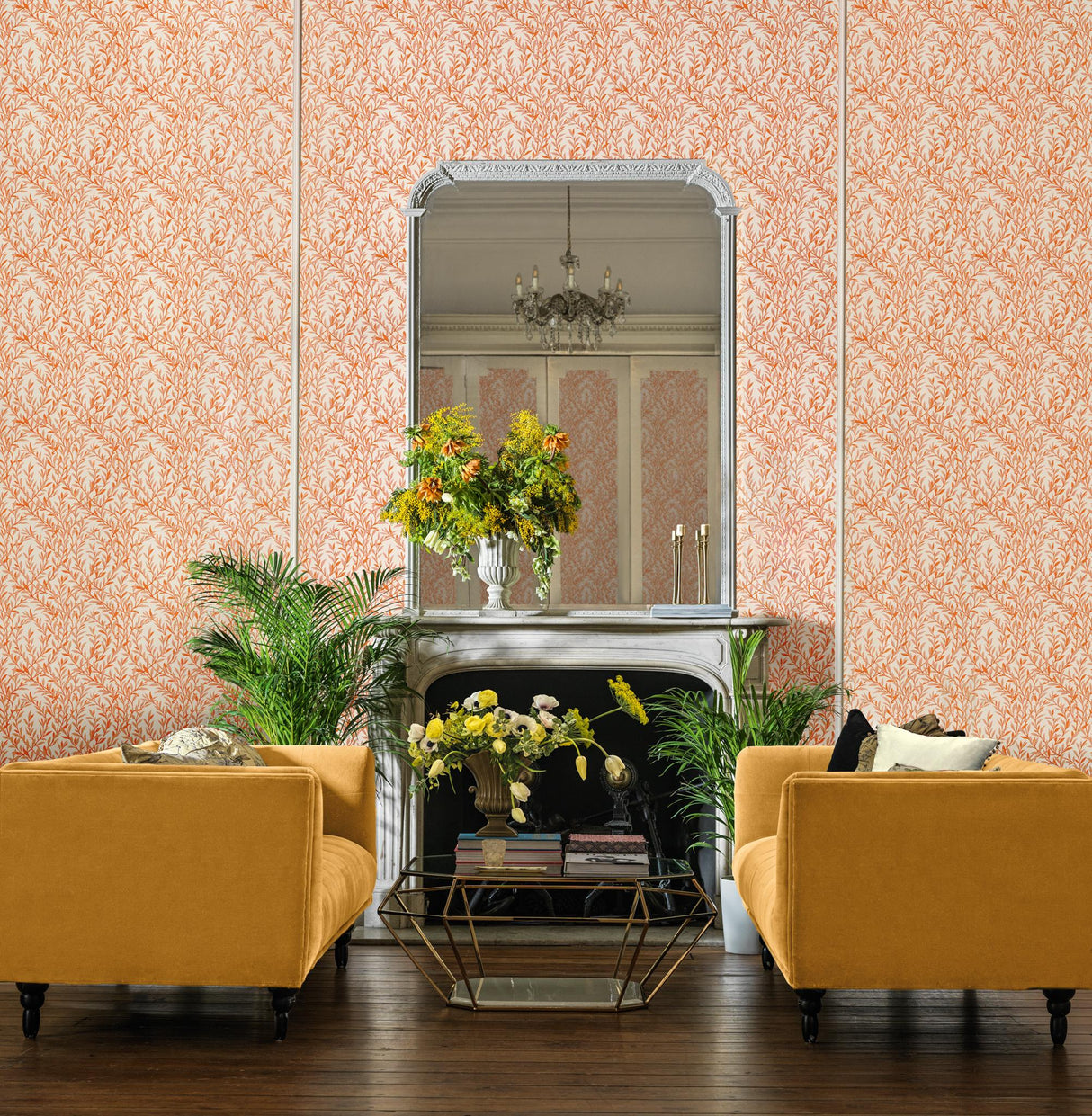Cole & Son WILLOW BRANCH TANGERINE/CREAM Wallpaper