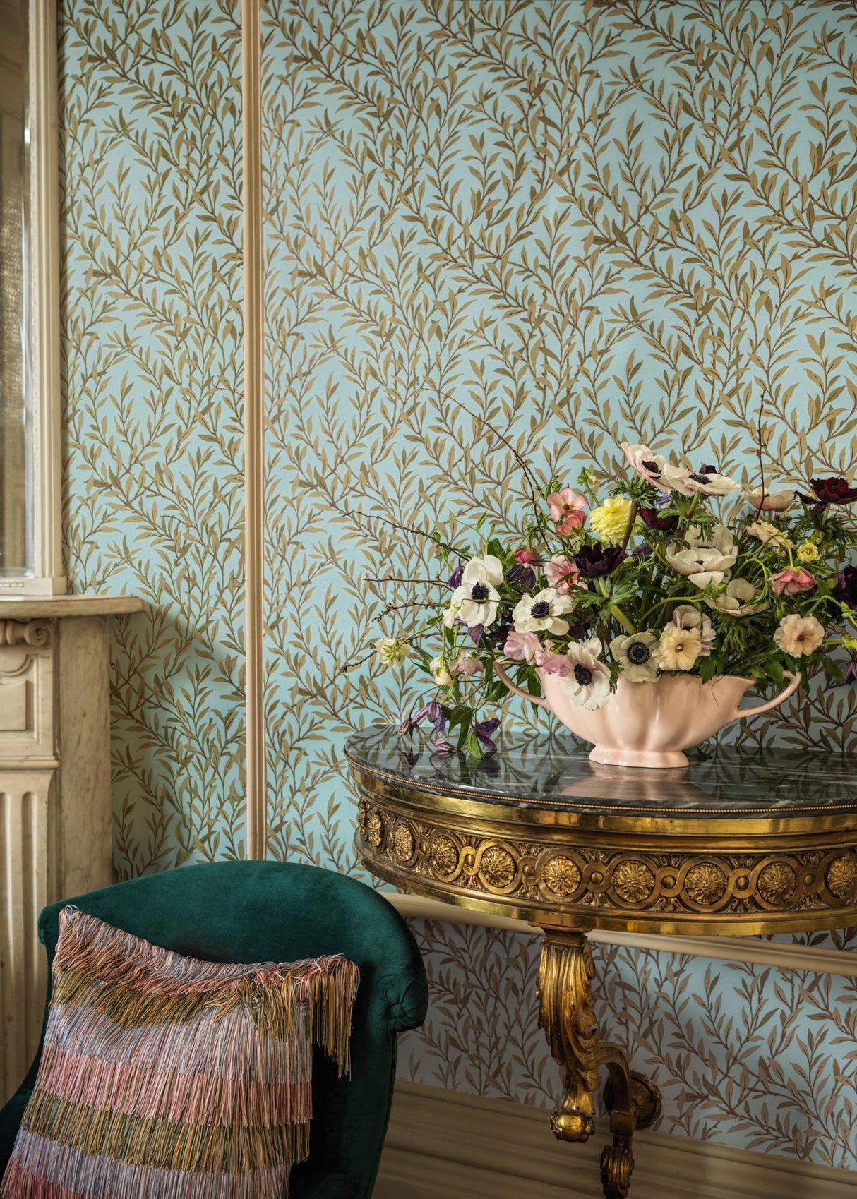 Cole & Son WILLOW BRANCH OLIVE/TEAL Wallpaper