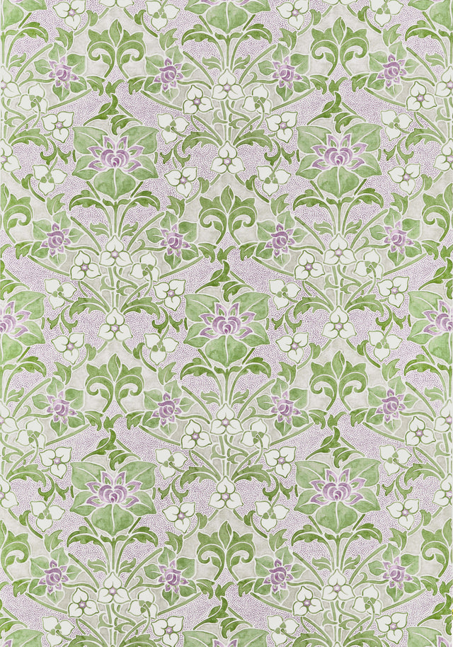 Thibaut Woodford Lilac And Green Fabric