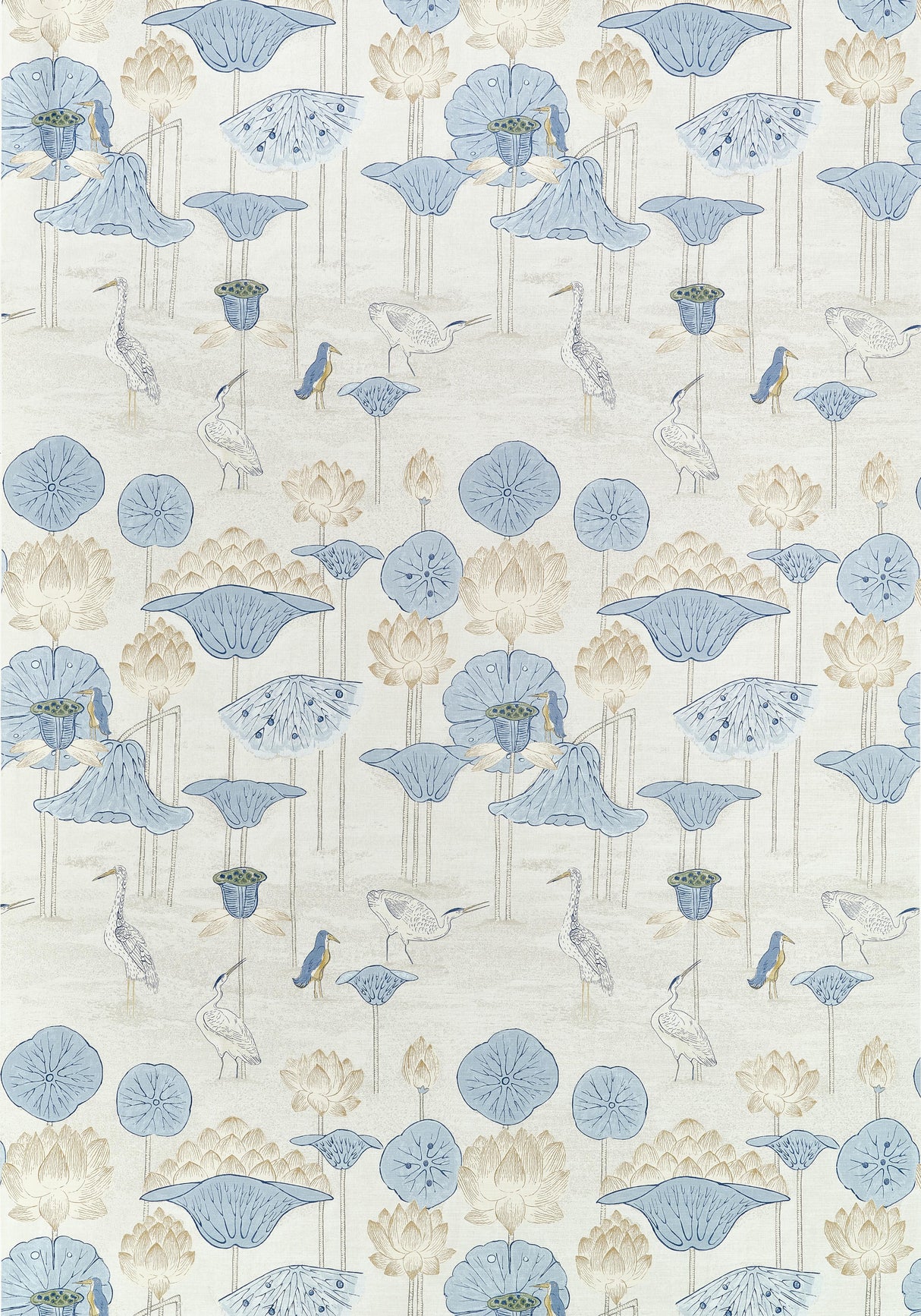 Thibaut Malea Blue And Beige Fabric
