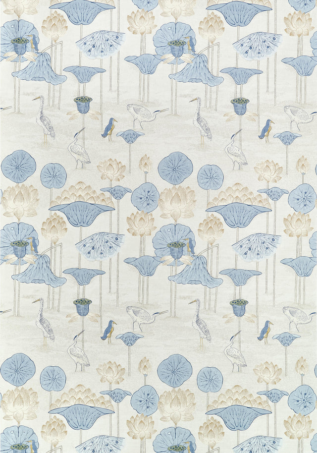 Thibaut Malea Blue And Beige Fabric