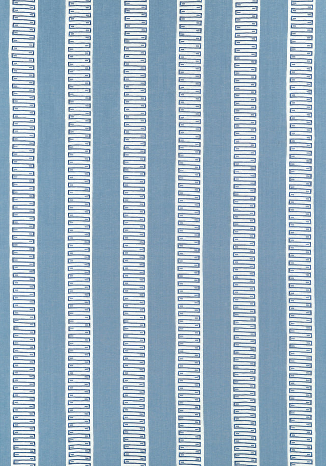 Thibaut Raritan Line Embroidery Blue Fabric