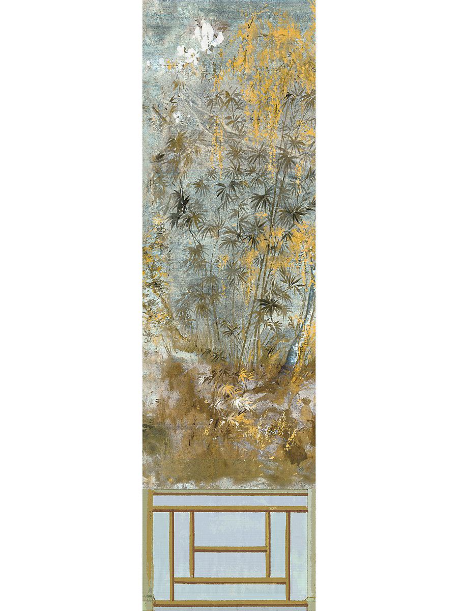 Scalamandre Crested Crane Mural | Panel 1 Wheat Blue Wallpaper