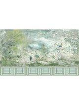 Scalamandre Crested Crane Mural | Panel 2 Green Gold Wallpaper
