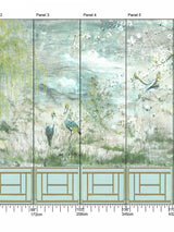Scalamandre Crested Crane Mural | Panel 2 Green Gold Wallpaper